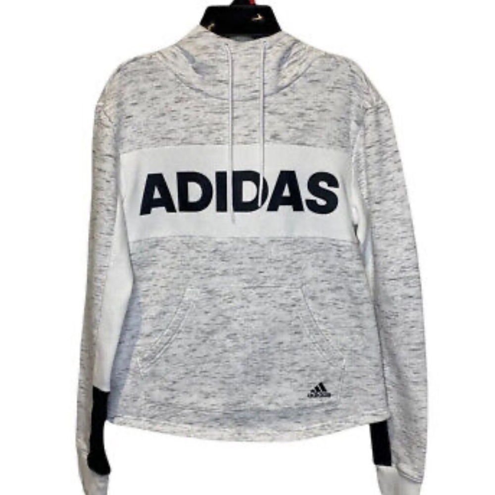 Adidas Hoodie Boys Medium Gray Drawstring Pullover